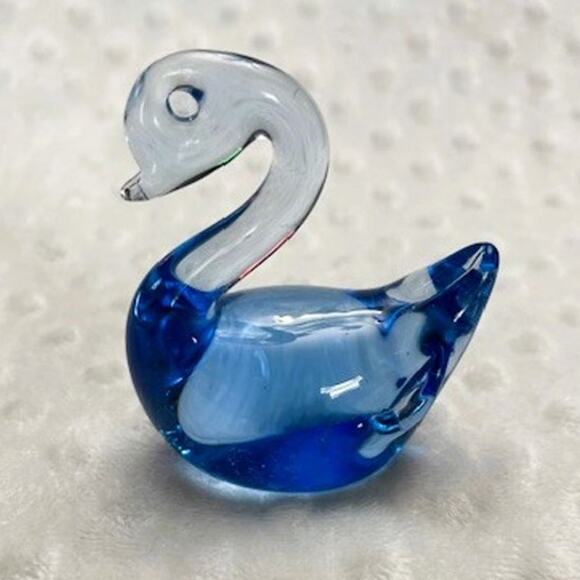 Vintage Cobalt Blue Bohemia Blown Glass Swan Paperweight/Table Decor - Picture 1 of 6